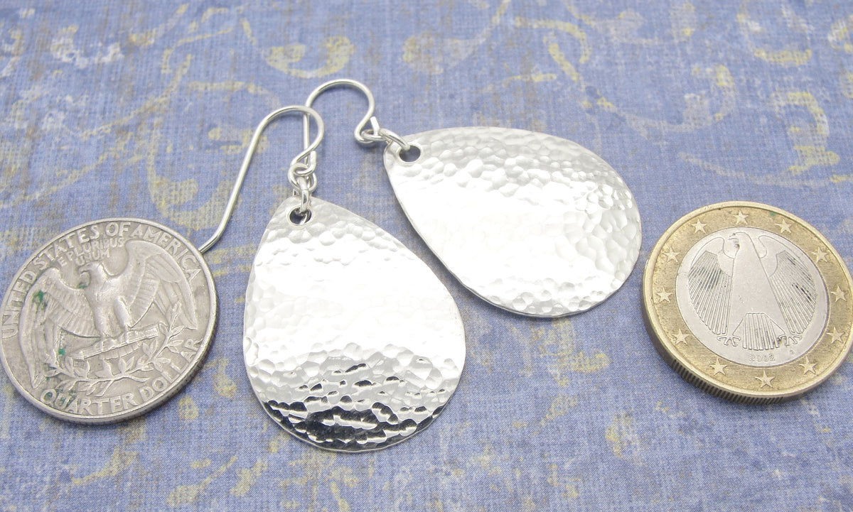 Triple Hammered Washer Earrings in Sterling Silver Copper 