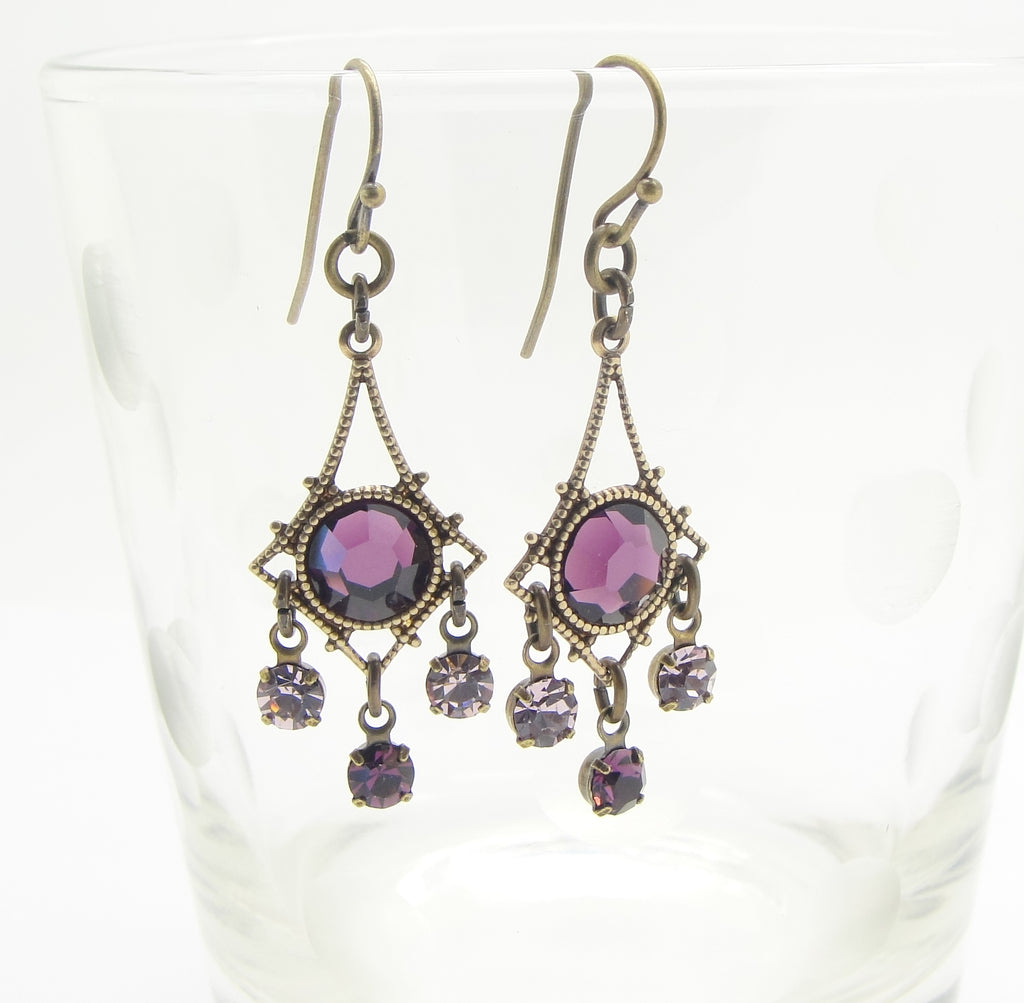 200 purple victorian chandelier earrings hanging