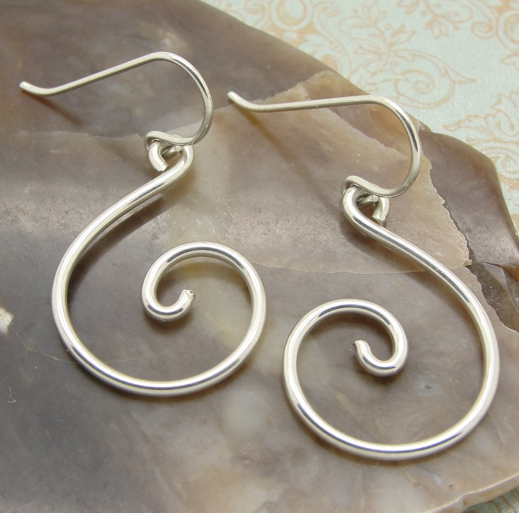 handmade heavy sterling silver spiral earrings