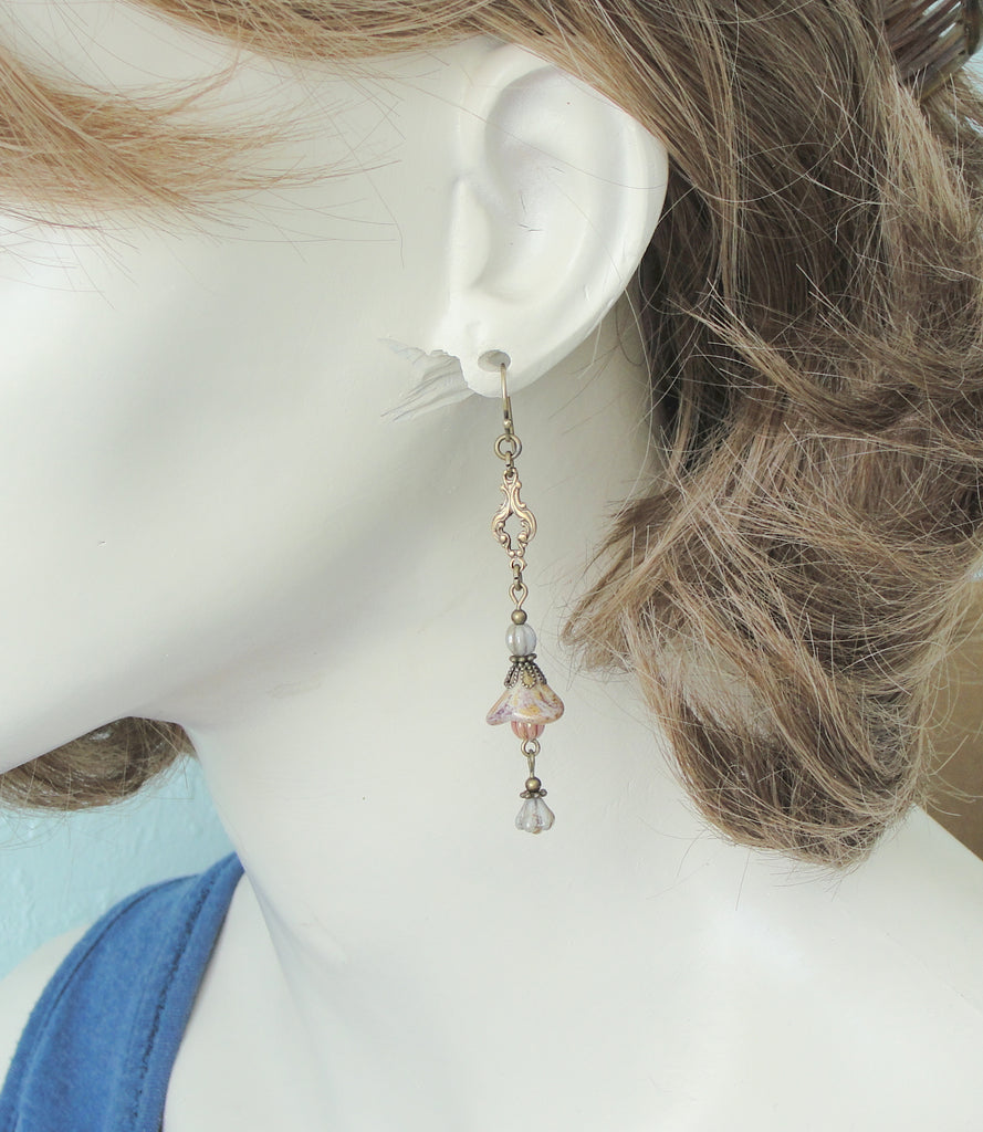 long boho luster earrings with brass