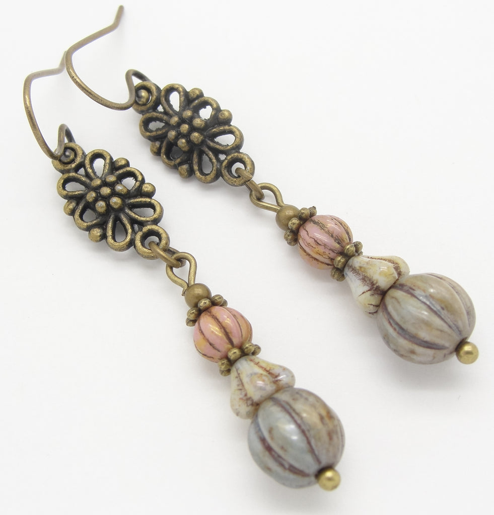 victorian earrings filigree with rustic flowers 