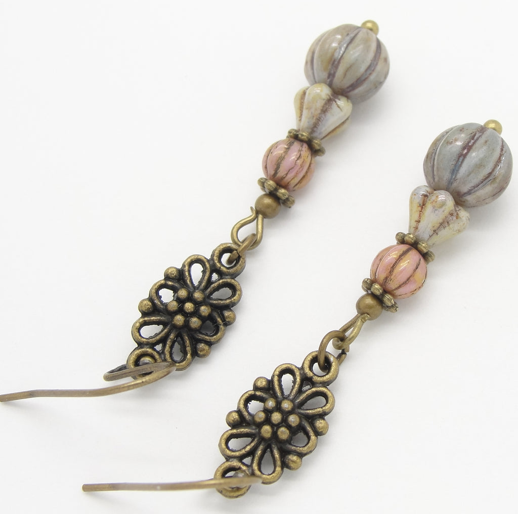 victorian earrings filigree with rustic flowers up