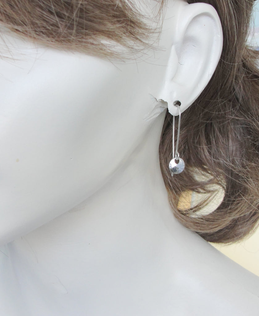 tiny sterling silver dot earrings on