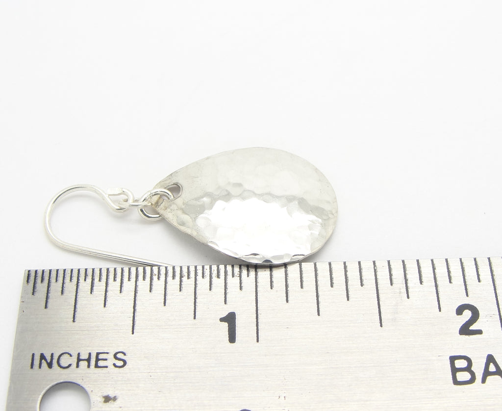 small hammered sterling silver teardrop earrings  ruler