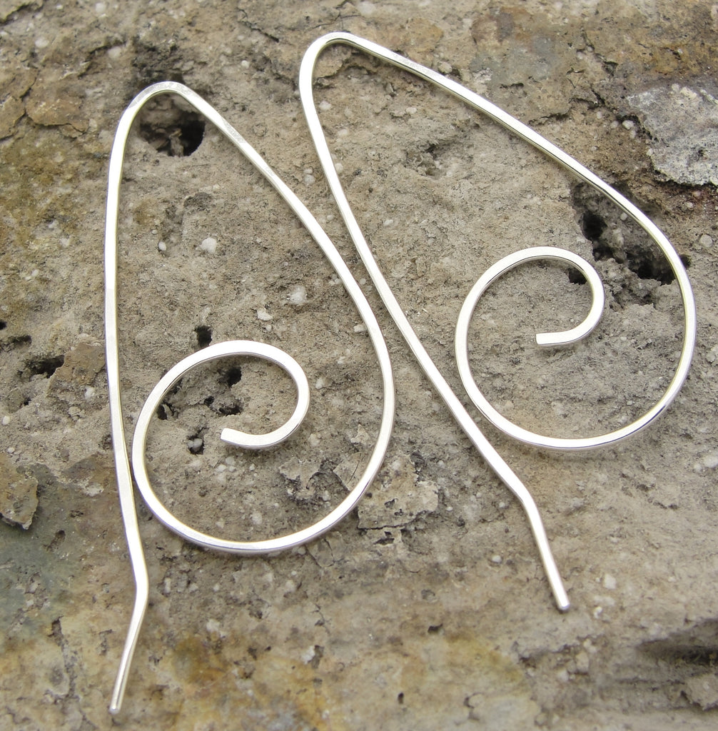 Pull Through Earrings in Spiral Shape in Sterling Silver Wire