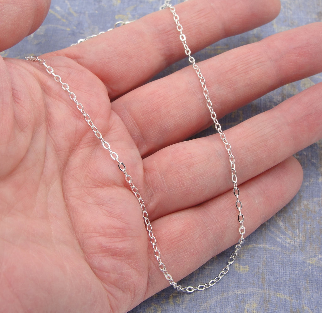 Small Link Sterling Silver Necklace Chain in Choice of Length in Solid 925 hand