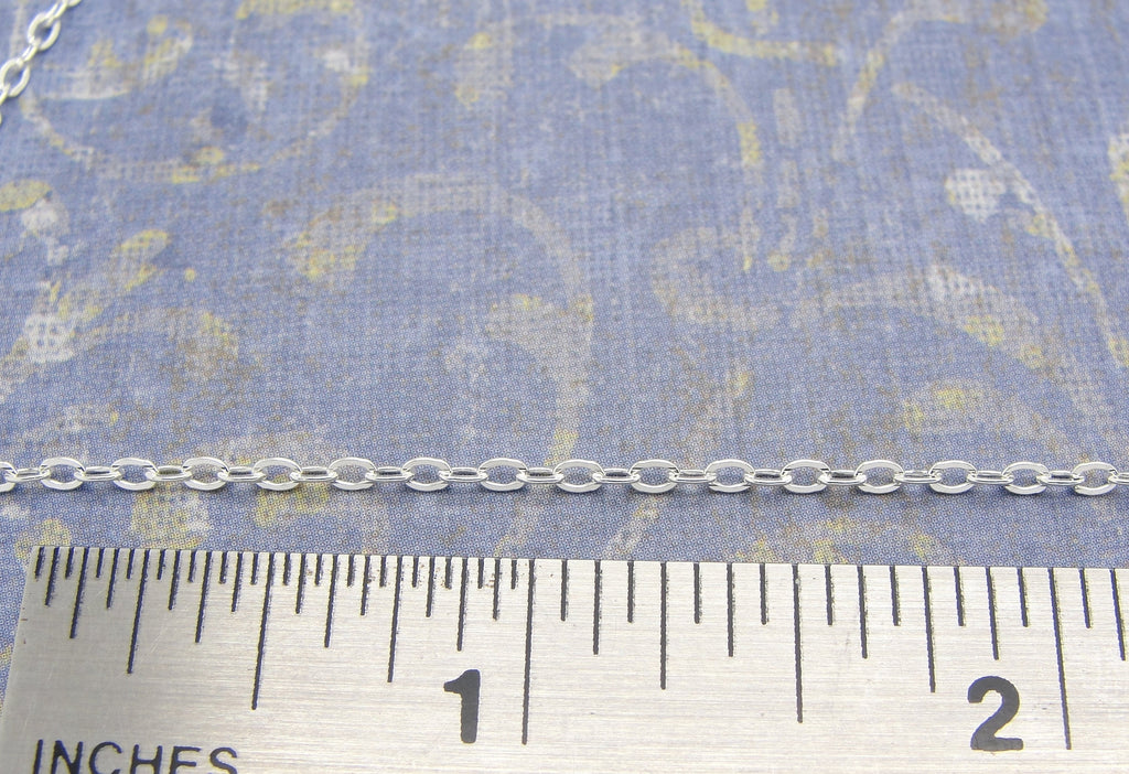 Small Link Sterling Silver Necklace Chain in Choice of Length in Solid 925 ruler