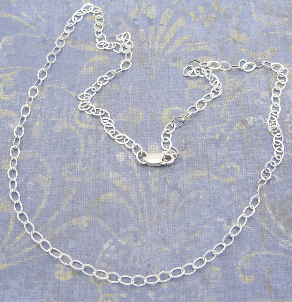 M Chain in Sterling Silver for Necklace in Your Choice of Length in Solid 925 with Medium Sized Links