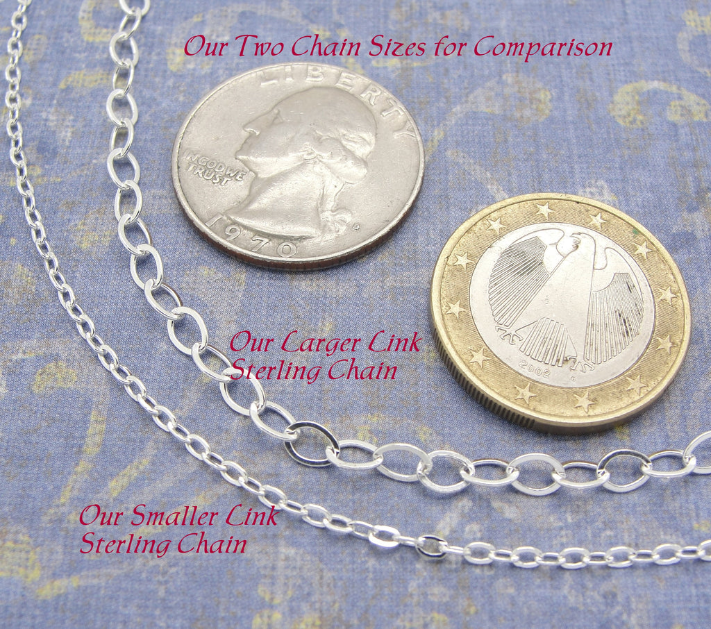 M Chain in Sterling Silver for Necklace in Your Choice of Length in Solid 925 with Medium Sized Links