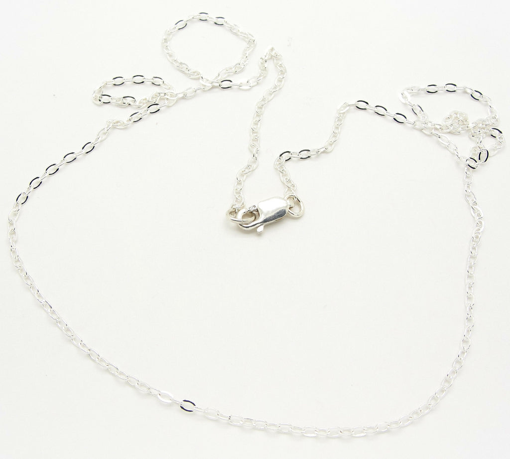 Small Link Sterling Silver Necklace Chain in Choice of Length in Solid 925 on white