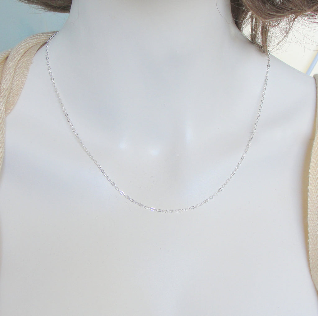 Small Link Sterling Silver Necklace Chain in Choice of Length in Solid 925 on