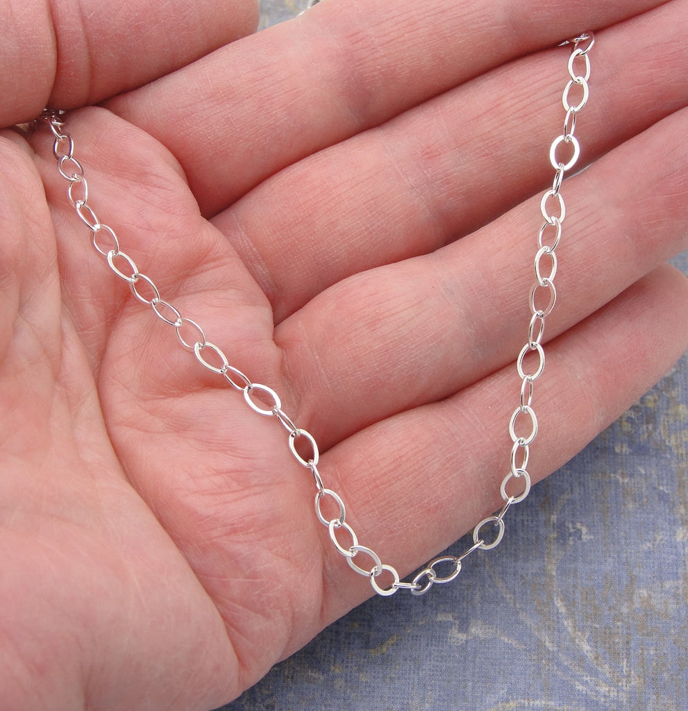 M Chain in Sterling Silver for Necklace in Your Choice of Length in Solid 925 with Medium Sized Links