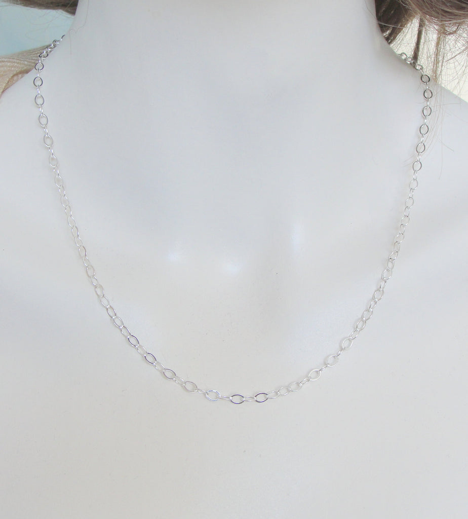 M Chain in Sterling Silver for Necklace in Your Choice of Length in Solid 925 with Medium Sized Links