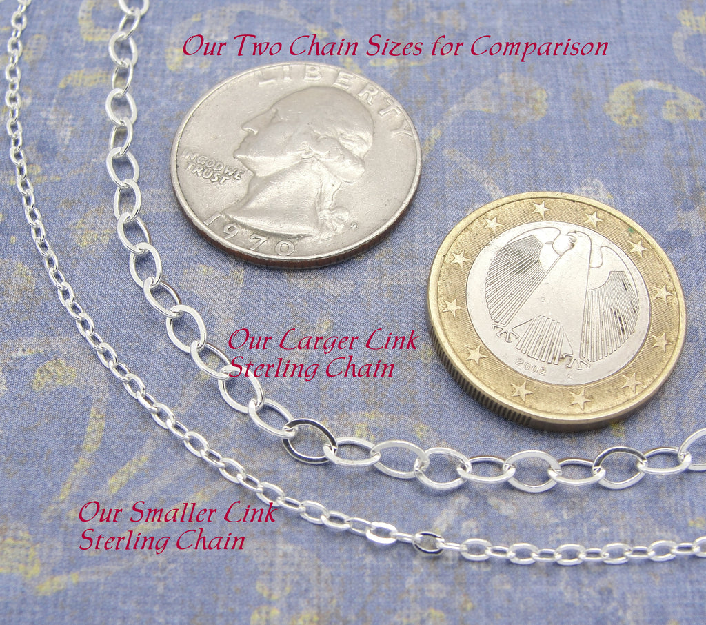 Small Link Sterling Silver Necklace Chain in Choice of Length in Solid 925 comparison