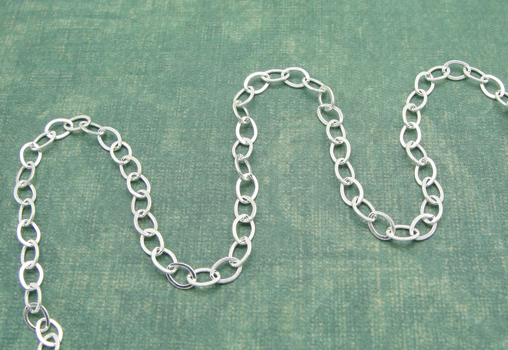 M Chain in Sterling Silver for Necklace in Your Choice of Length in Solid 925 with Medium Sized Links