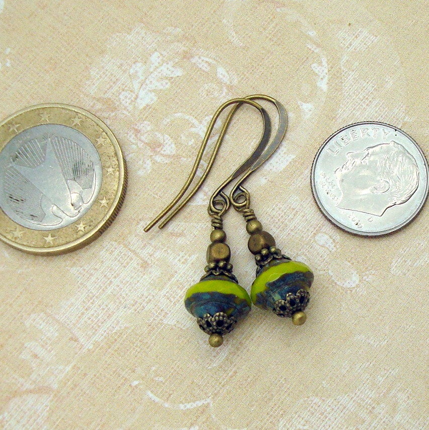 Chartreuse Green Drop Earrings by coins