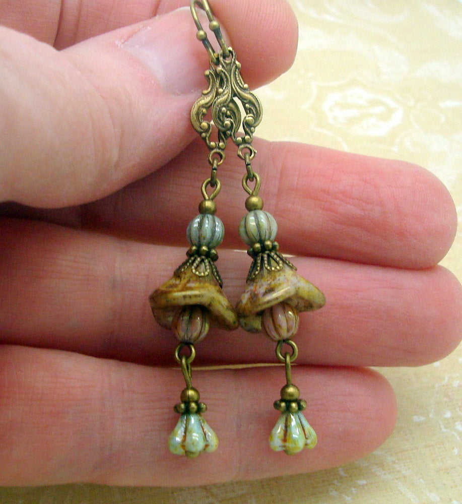 rustic luster boho earrings long