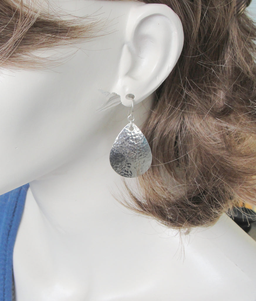 1 3/4" inch long sterling silver teardrop earrings  on