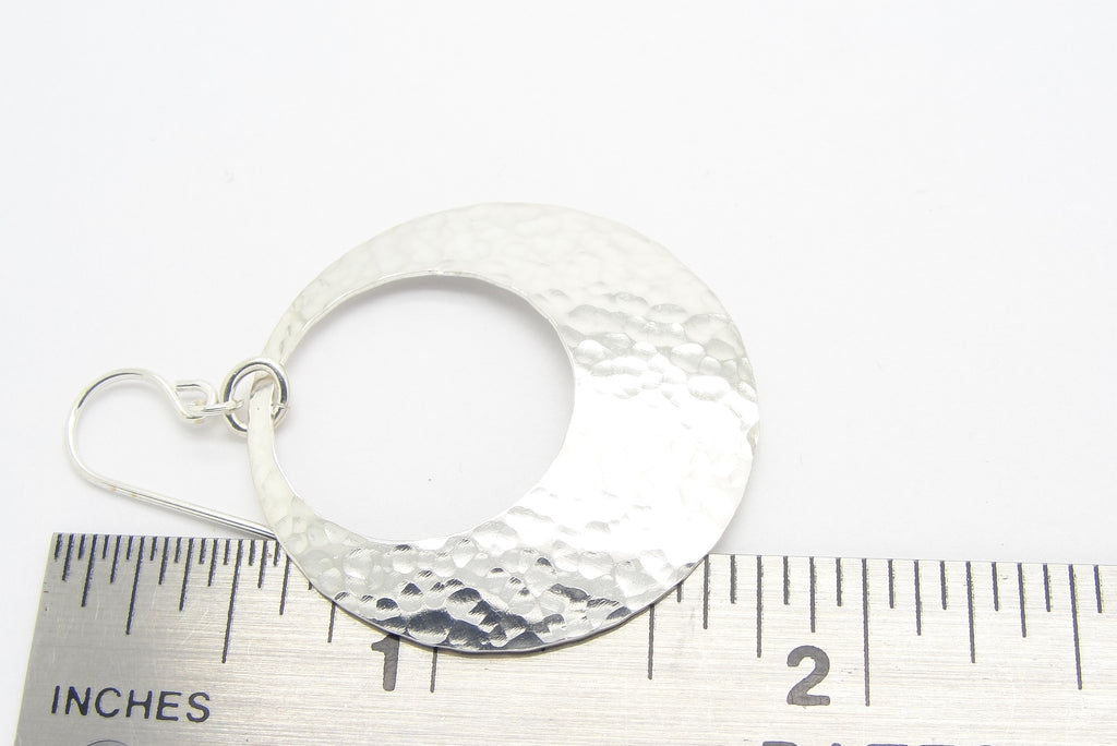 medium large 1 1/4 inch earrings in sterling silver with peepholes by ruler