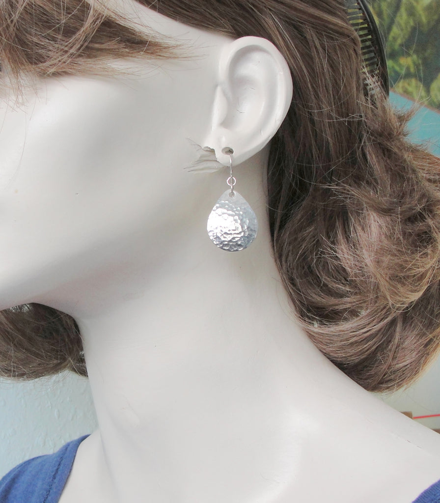 sterling silver hammered teardrop earrings 
