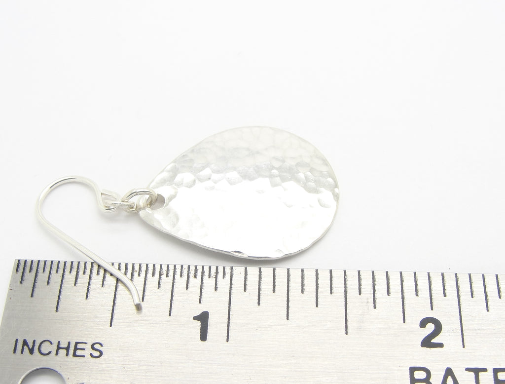 sterling silver hammered teardrop earrings  ruler